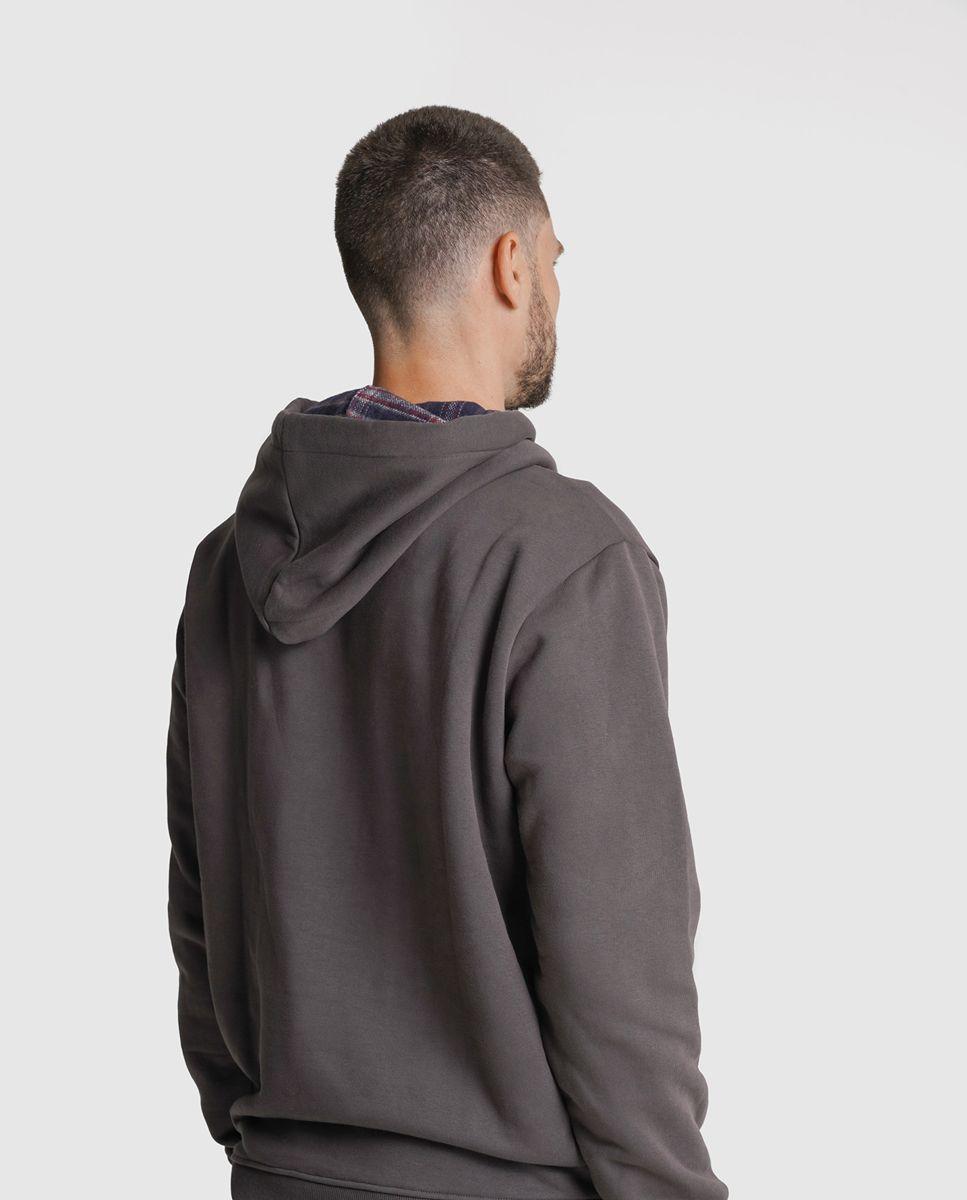 Hoodie algodão cinzento liso Cinzento-2