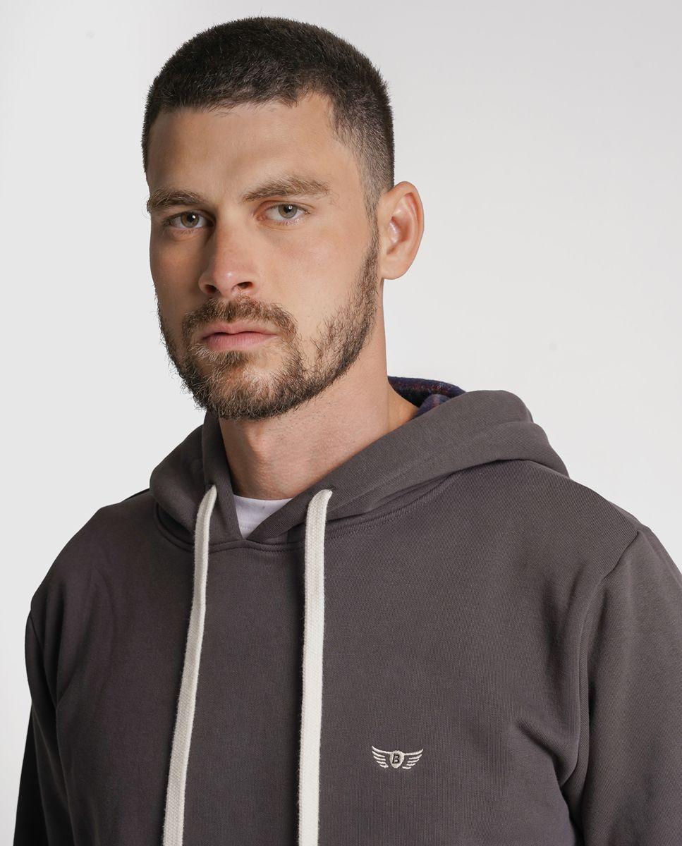Hoodie algodão cinzento liso Cinzento-3