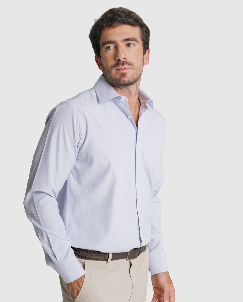 Imagem 0 de Camisa popeline classic fit azul riscas