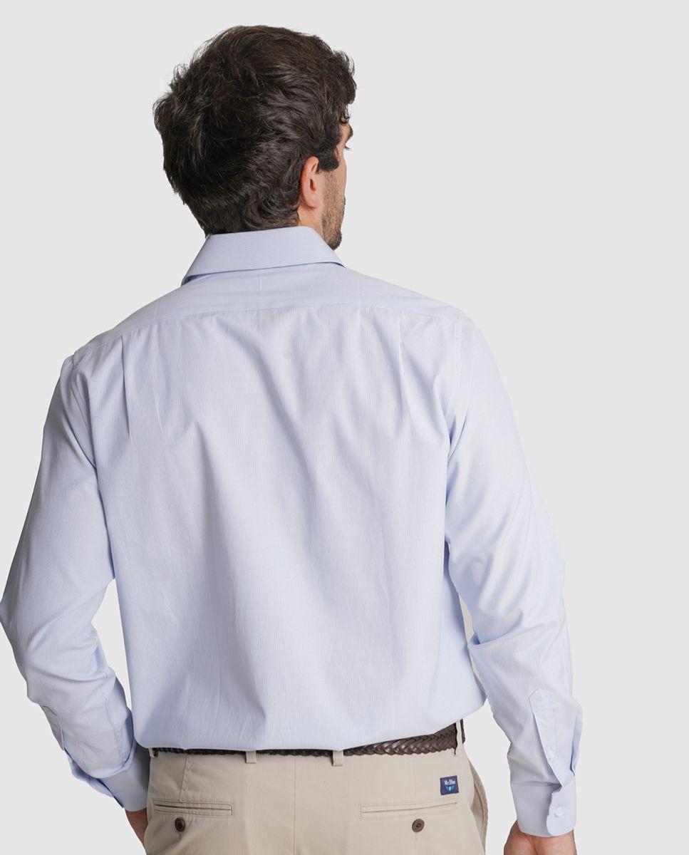 Camisa popeline classic fit azul riscas Azul-3