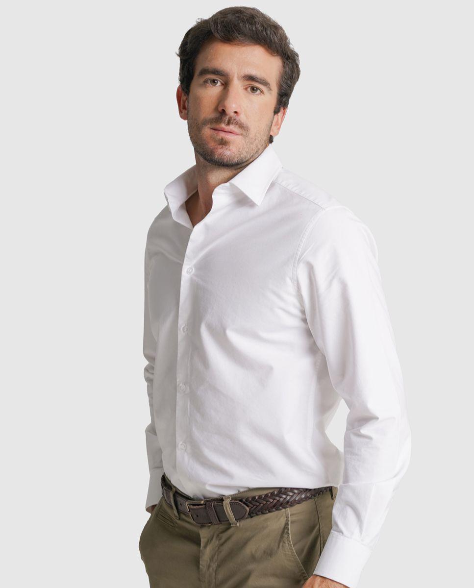 Imagem 0 de Camisa oxford slim fit branca lisa