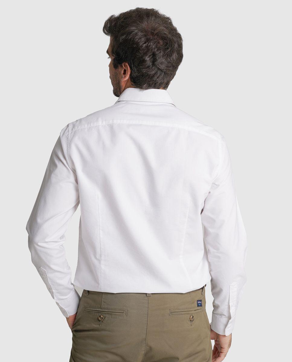 Camisa oxford slim fit branca lisa Branco-2