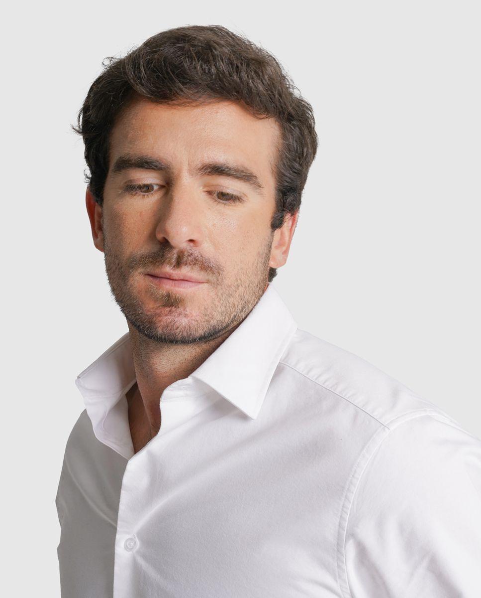 Camisa oxford slim fit branca lisa Branco-3