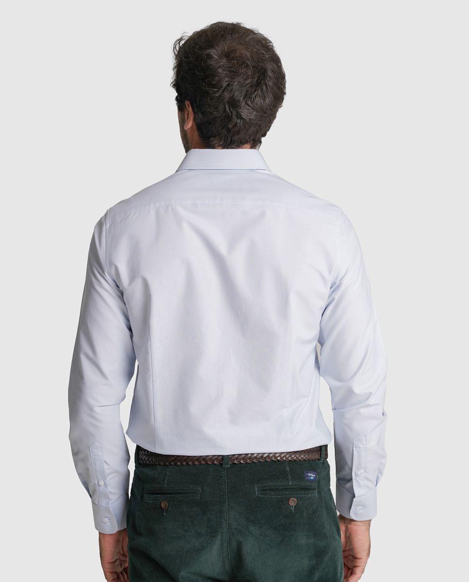 Camisa oxford slim fit azul lisa Azul-claro-3