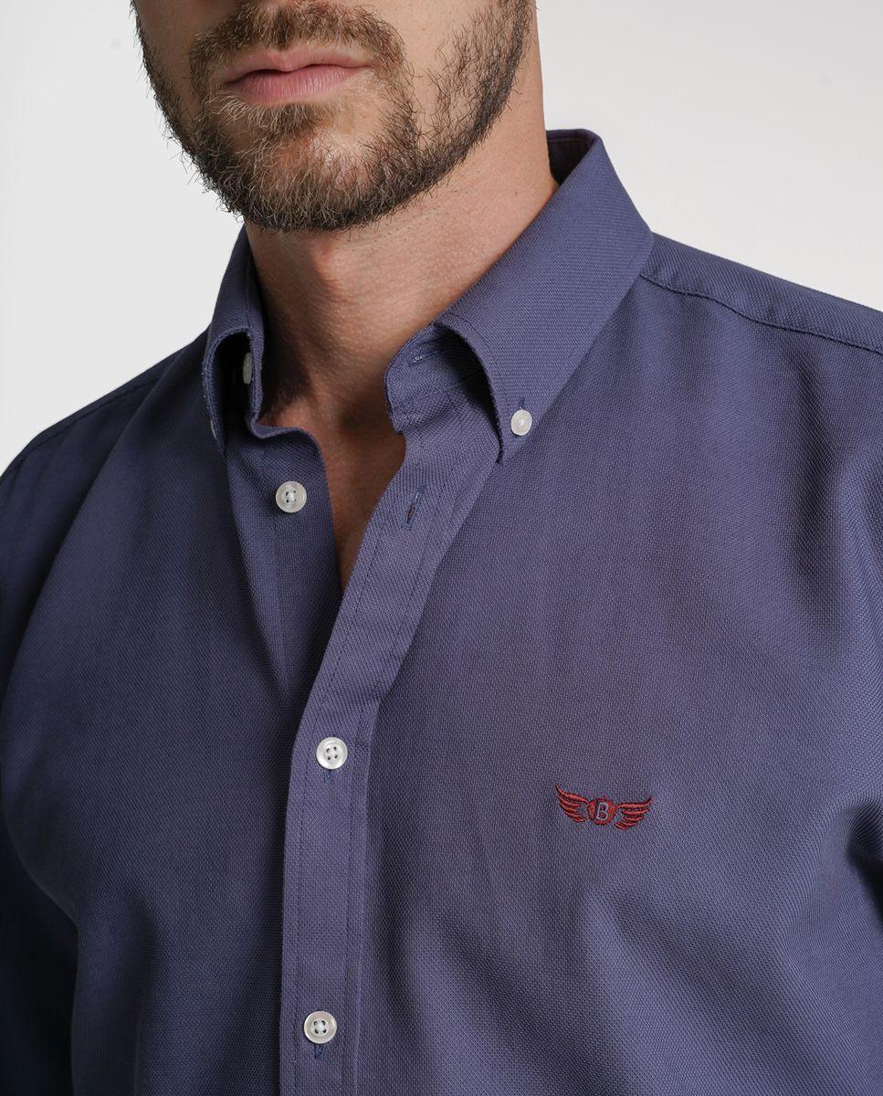 Imagem 0 de Camisa estruturada regular fit azul lisa
