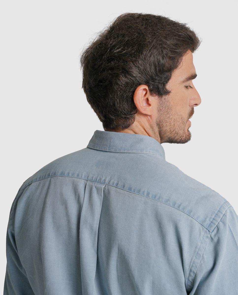 Camisa ganga regular fit azul lisa Azul-2