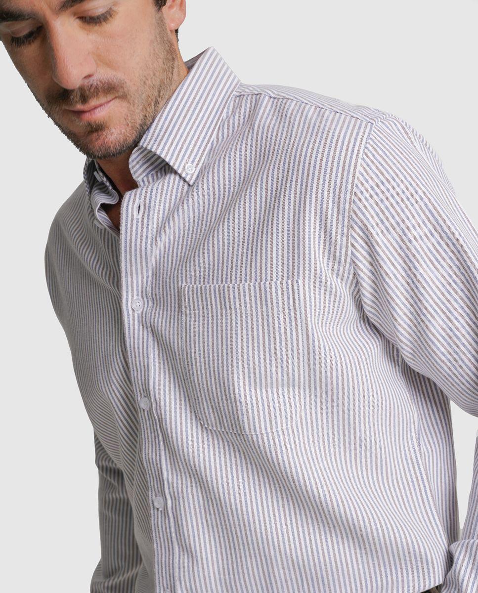 Imagem 0 de Camisa twill regular fit branca riscas