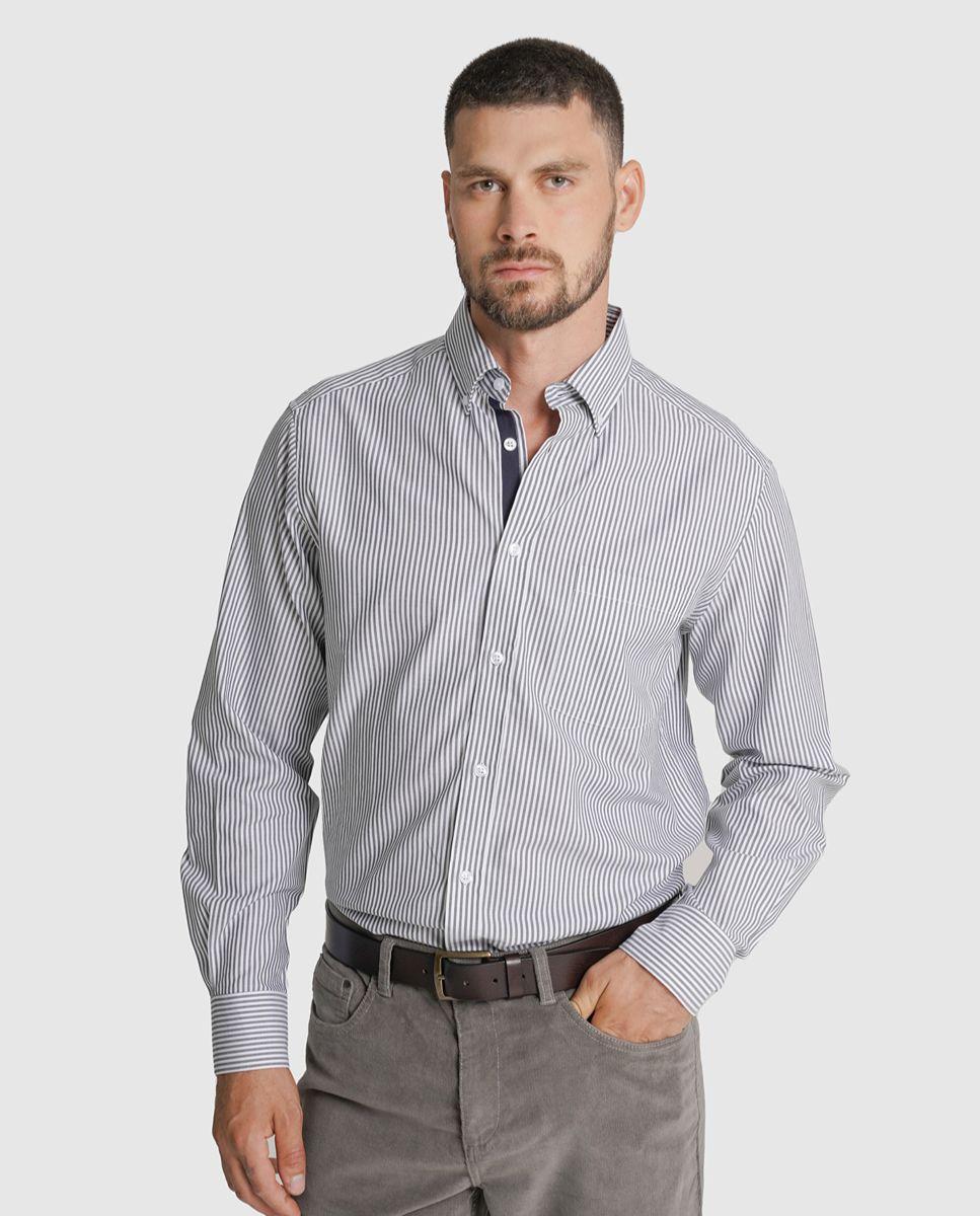 Imagem 0 de Camisa twill regular fit verde riscas