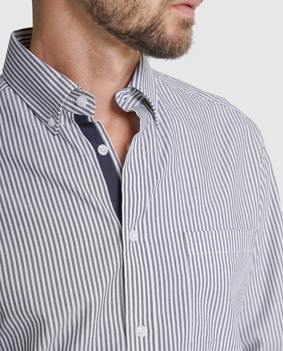 Camisa twill regular fit verde riscas Verde-3