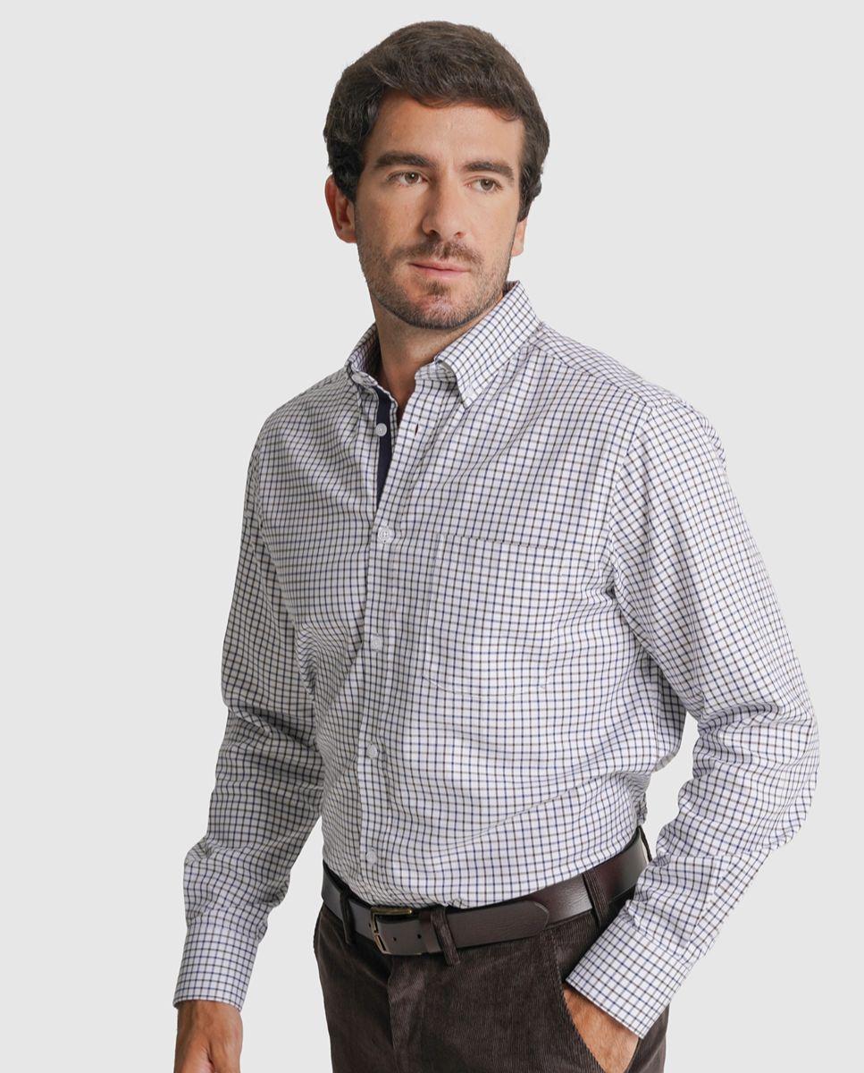 Imagem 0 de Camisa twill regular fit castanha quadrada