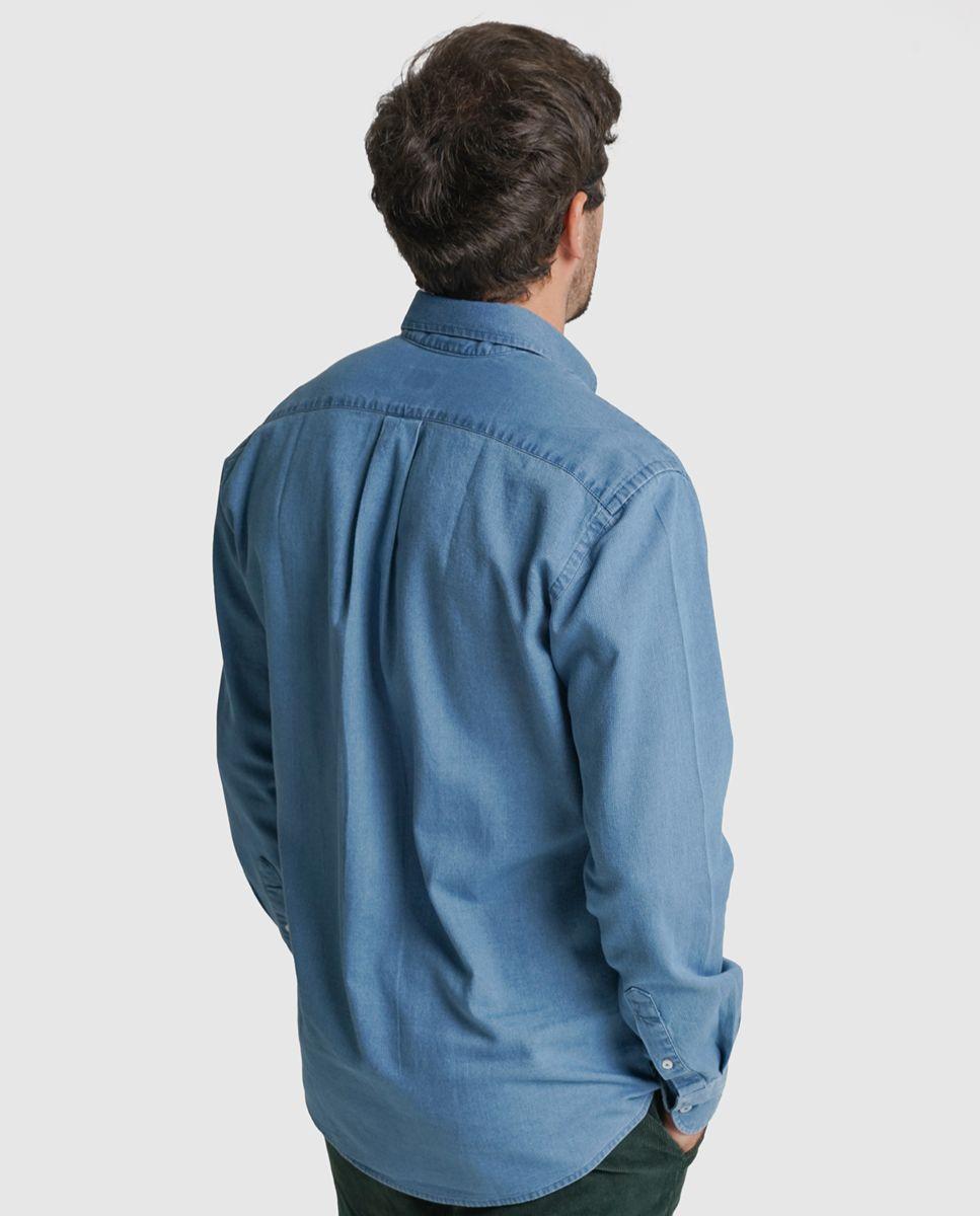 Camisa ganga regular fit azul lisa Azul-3