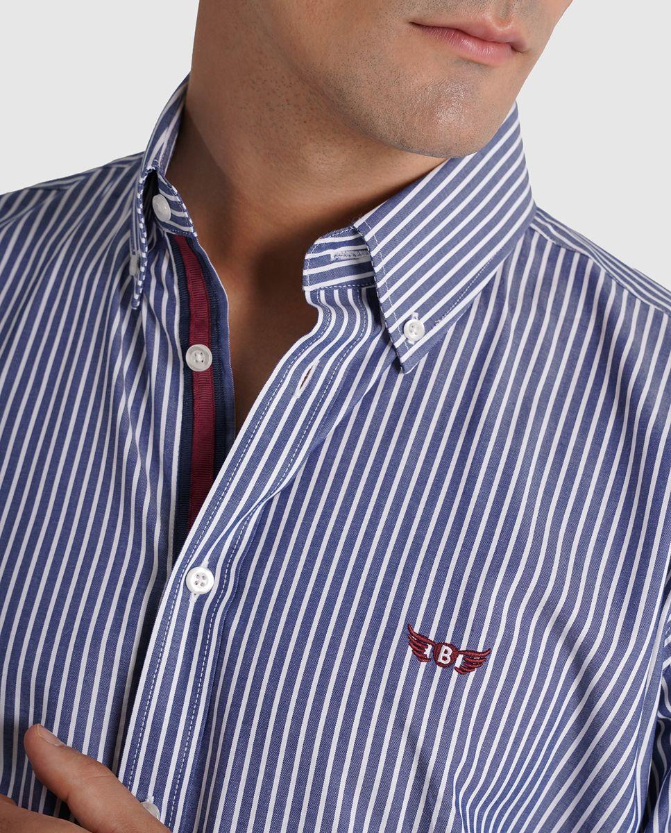 Camisa twill regular fit azul riscas Azul-2