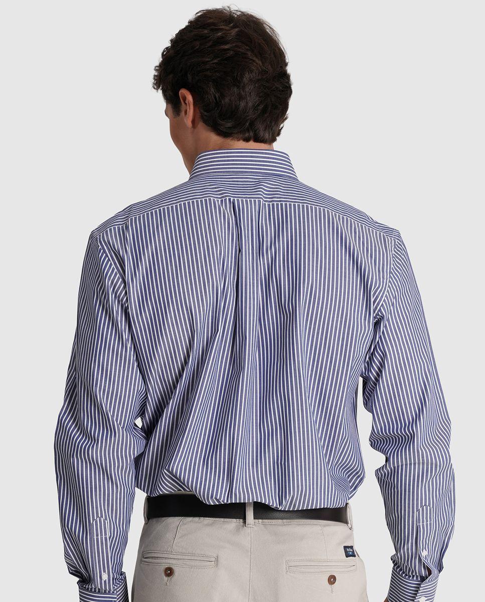 Camisa twill regular fit azul riscas Azul-3