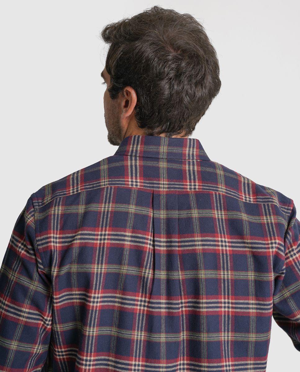 Camisa flanela regular fit azul quadrada Azul-2