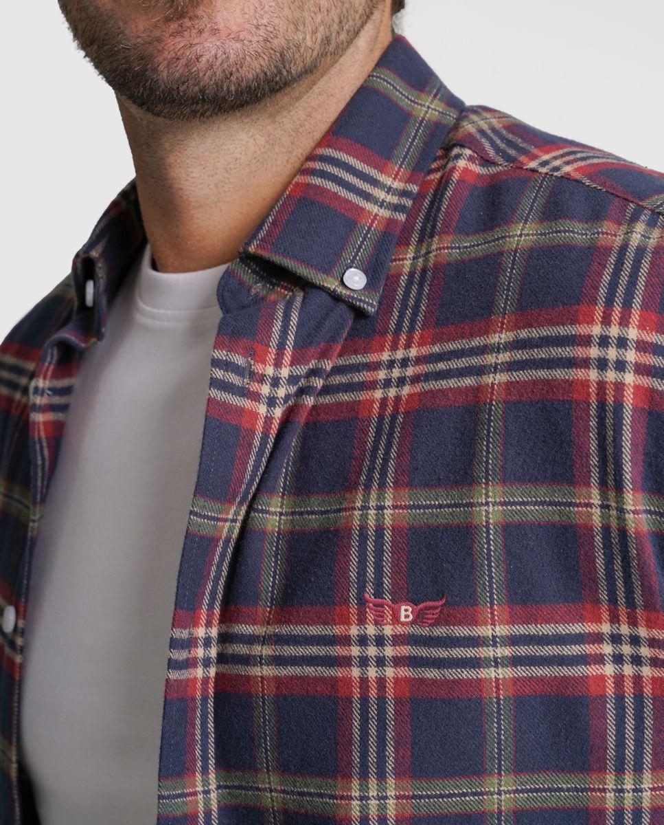 Camisa flanela regular fit azul quadrada Azul-3