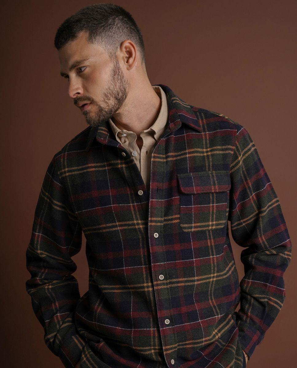 Imagem 0 de Sobrecamisa lã regular fit azul quadrada