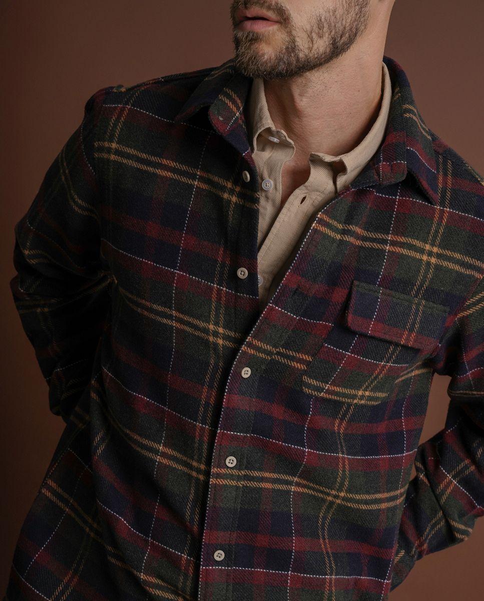 Sobrecamisa lã regular fit azul quadrada Azul-3