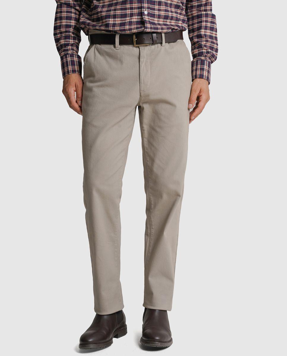 Imagem 0 de Calças chino algodão regular fit beges lisas