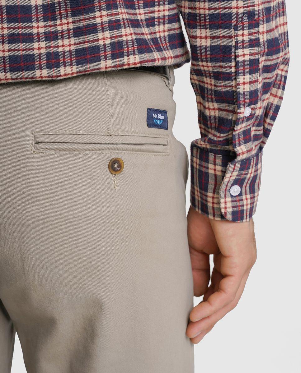 Calças chino algodão regular fit beges lisas Bege-3