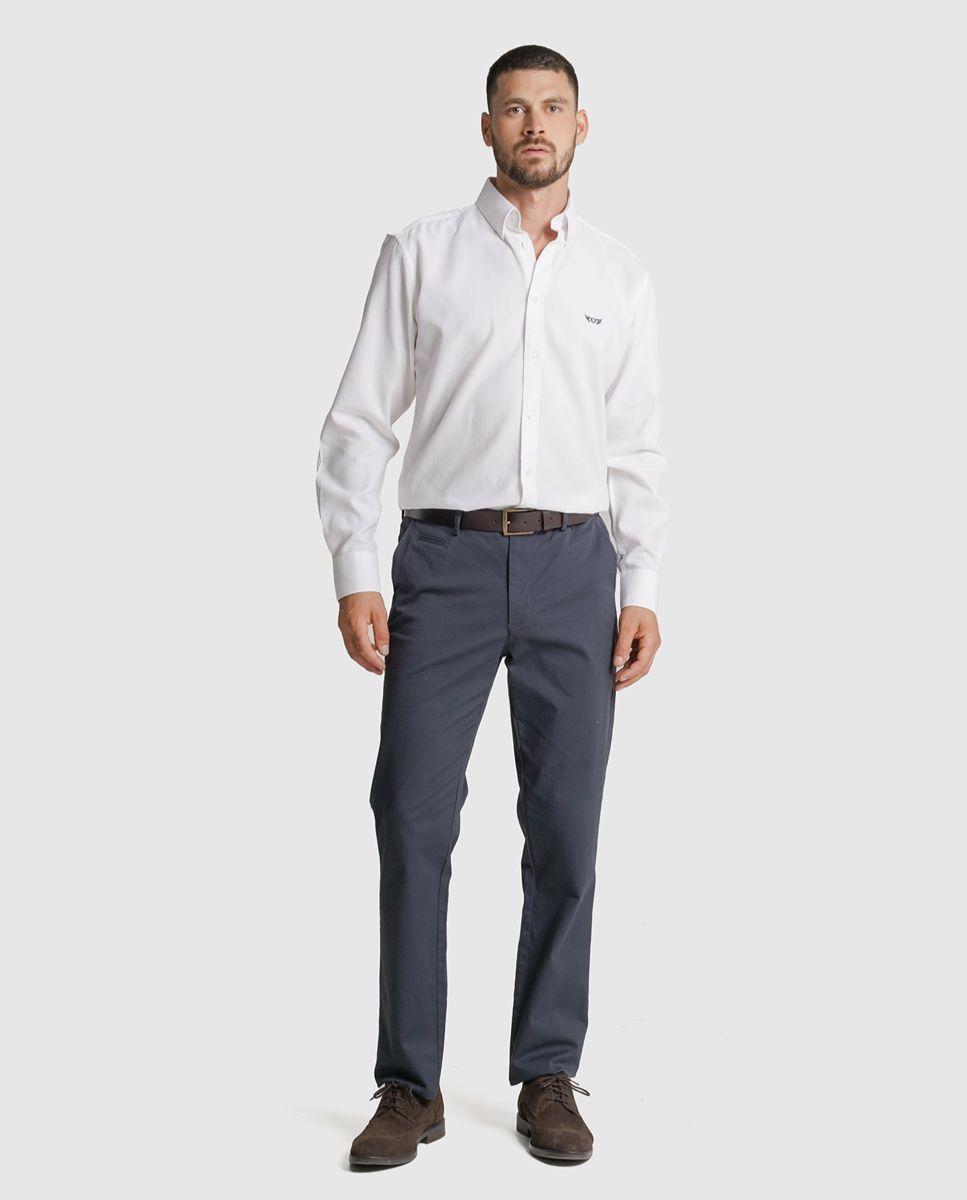 Imagem 0 de Calças chino algodão slim fit azuis lisas