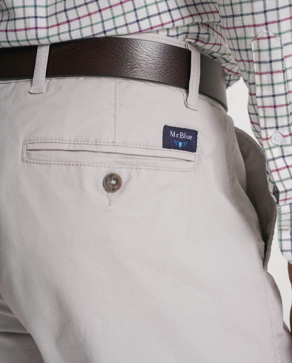 Calças chino algodão slim fit beges lisas Creme-4
