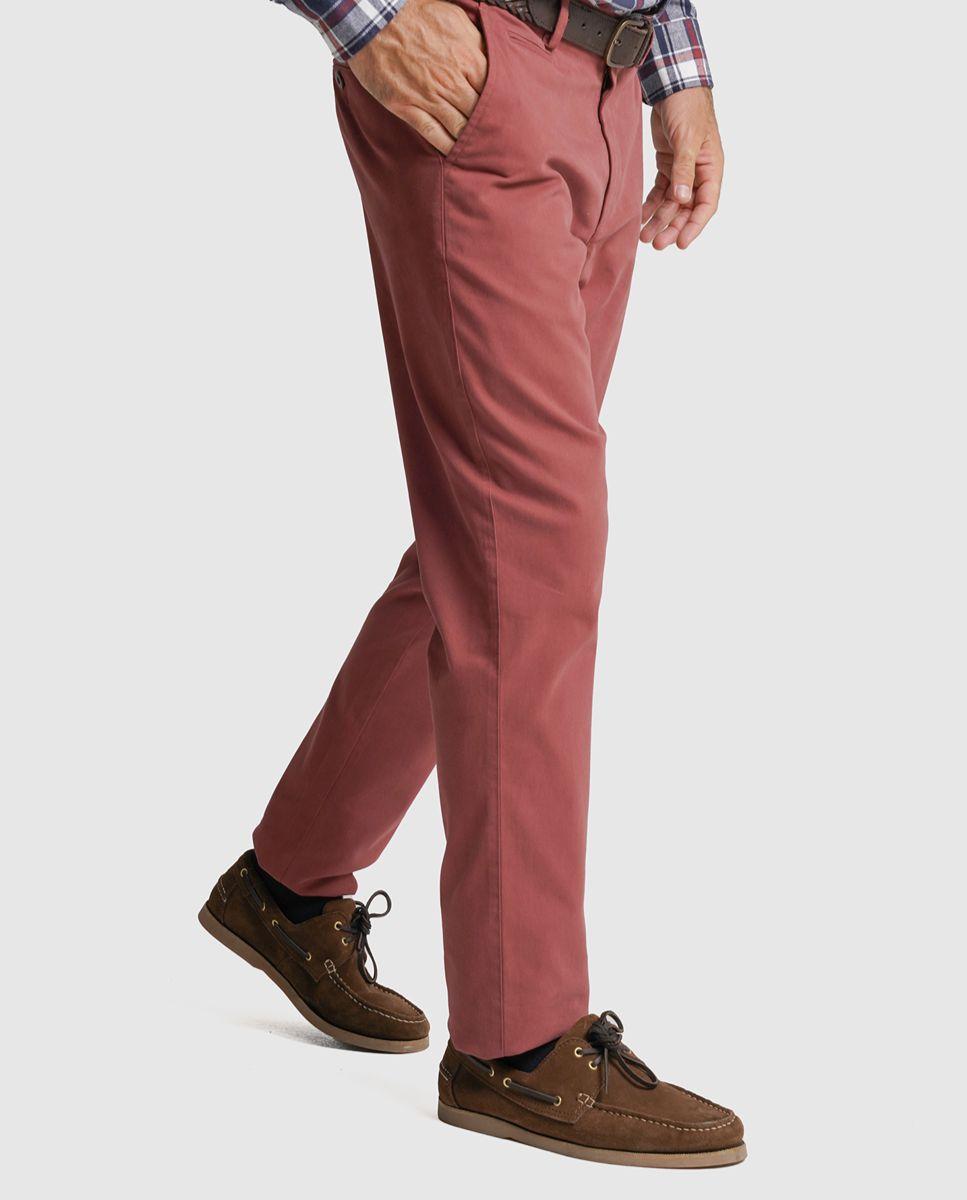 Imagem 0 de Calças chino algodão slim fit vermelhas lisas