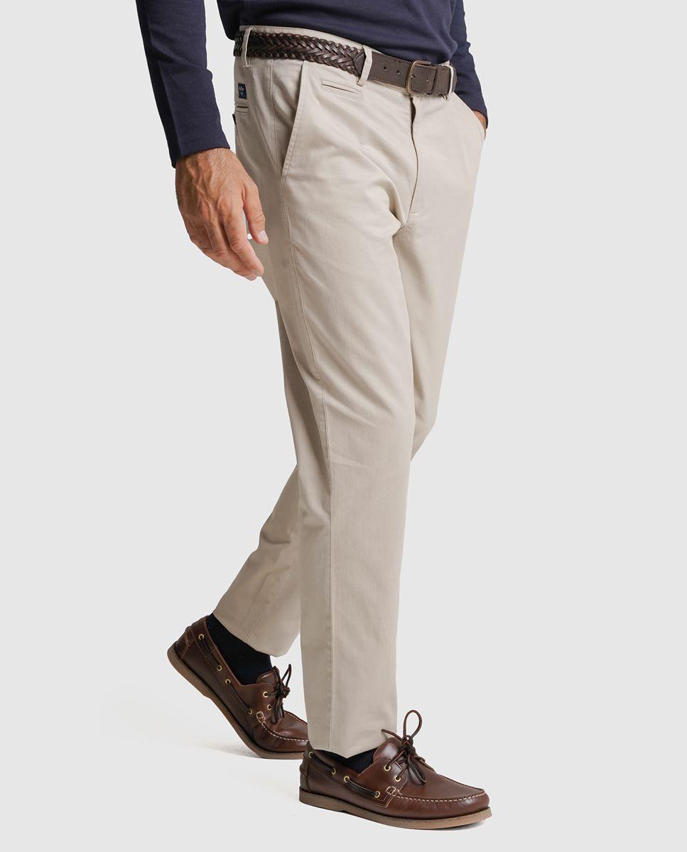 Imagem 0 de Calças chino algodão slim fit beges lisas