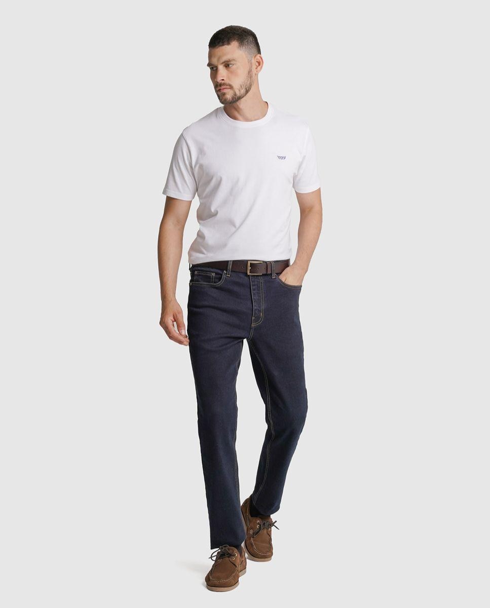 Imagem 0 de Calças algodão slim fit azuis lisas