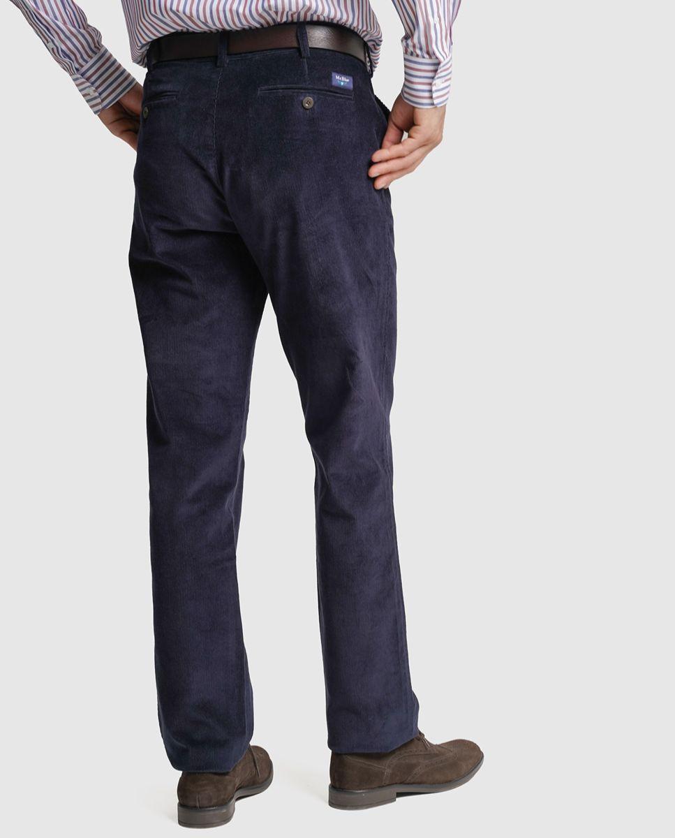 Calças algodão classic fit azuis lisas Azul-2