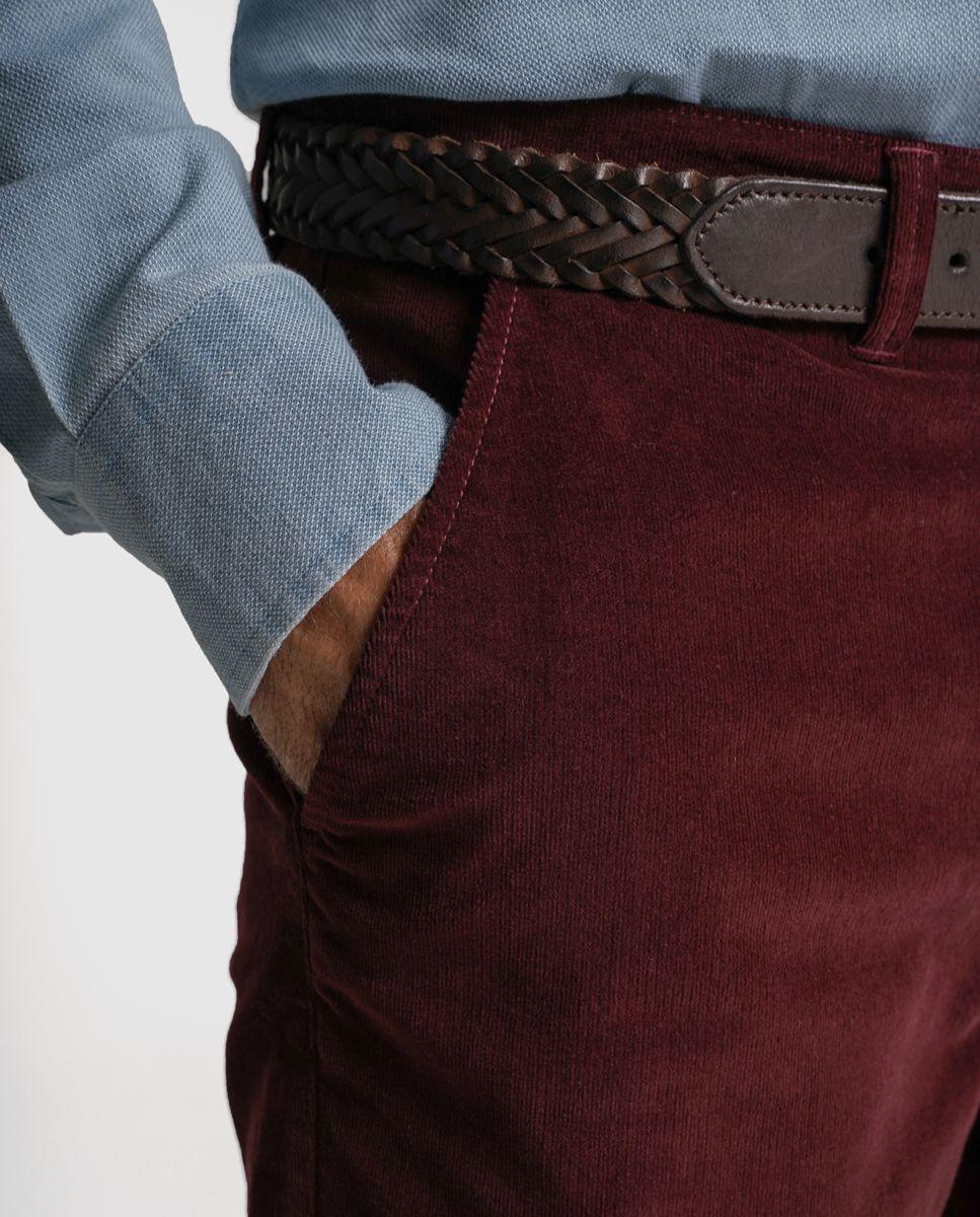 Calças algodão classic fit bordeaux lisas Bordeaux-3
