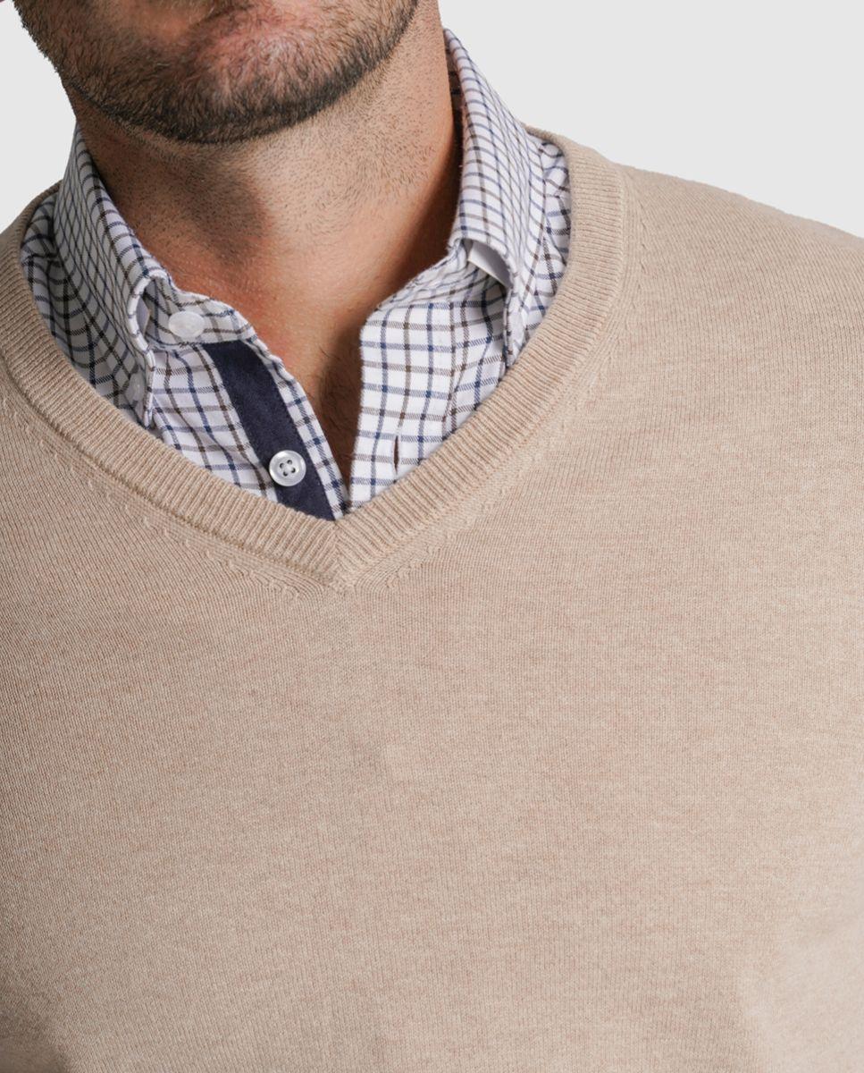 Pullover caxemira regular fit bege liso Bege-3