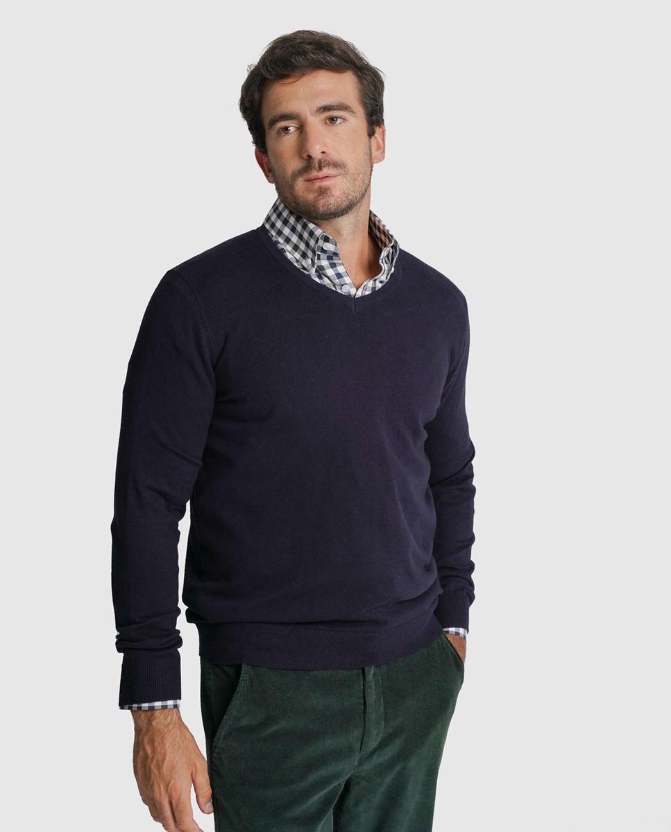 Imagem 0 de Pullover caxemira regular fit azul liso