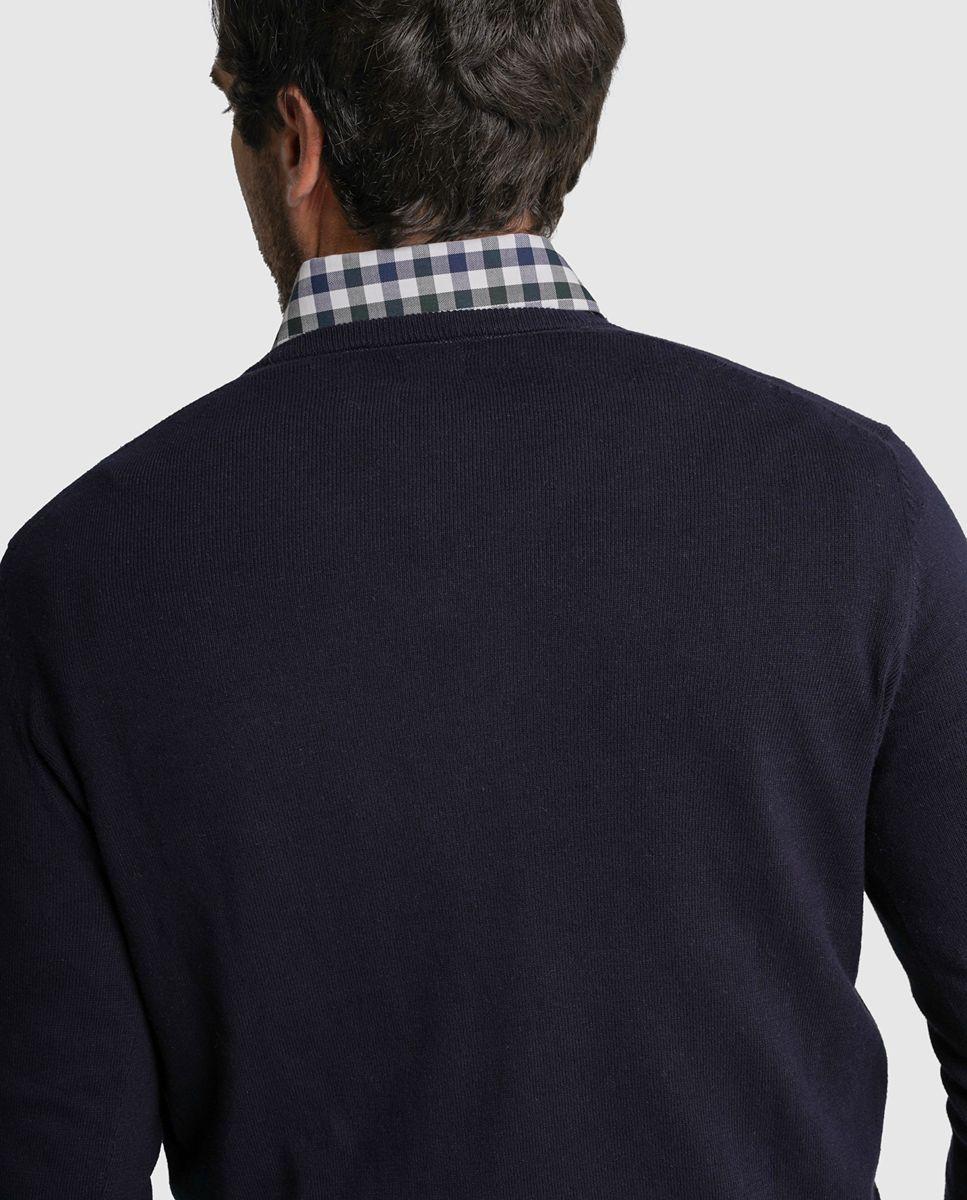 Pullover caxemira regular fit azul liso Azul-3