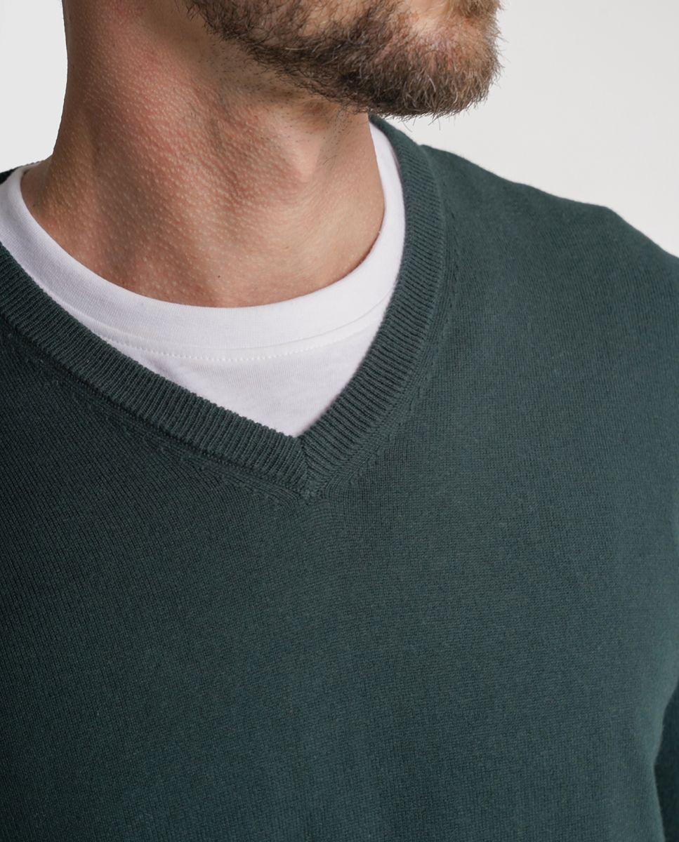 Pullover caxemira regular fit verde liso Verde-3