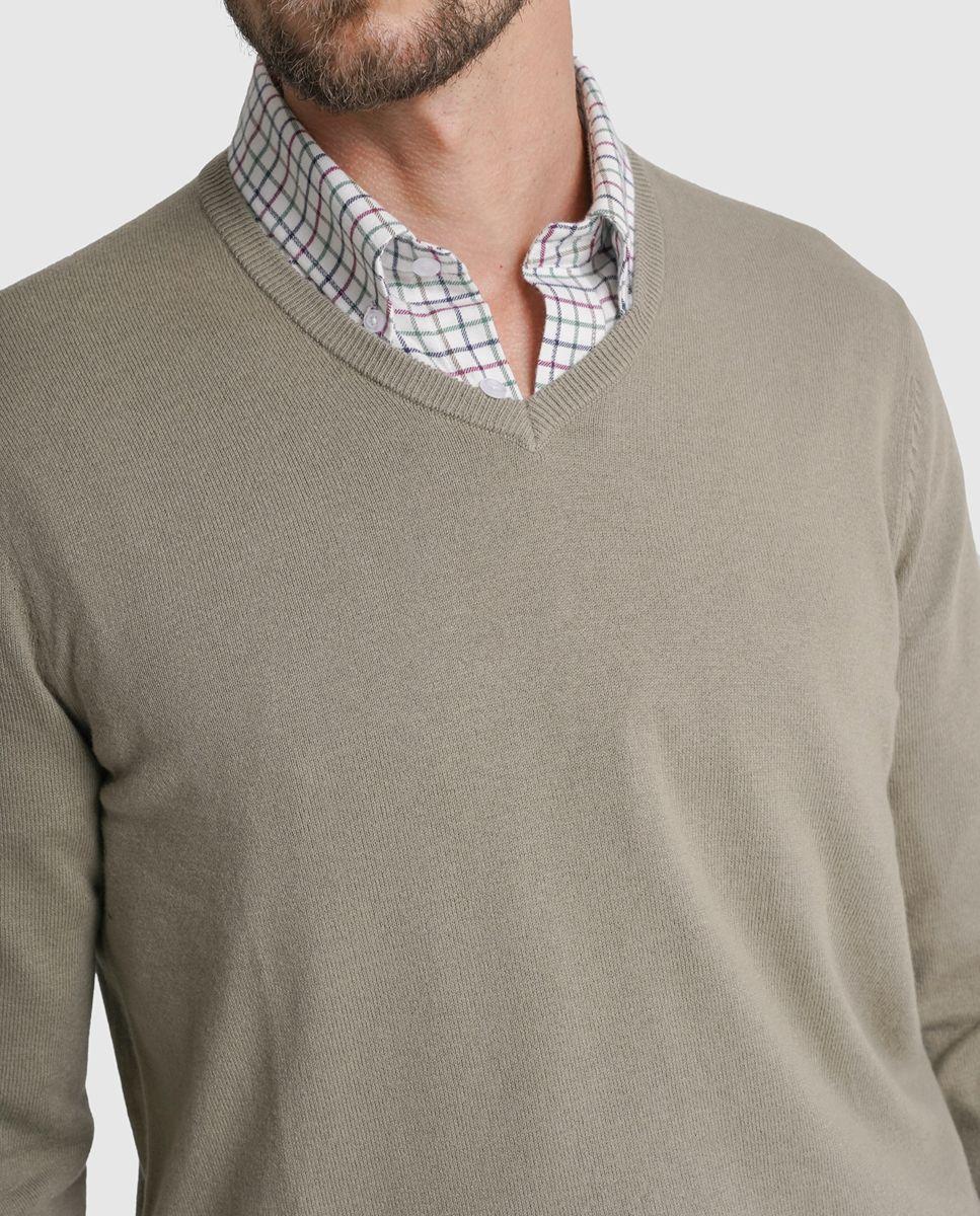 Pullover lã regular fit verde liso Verde-2