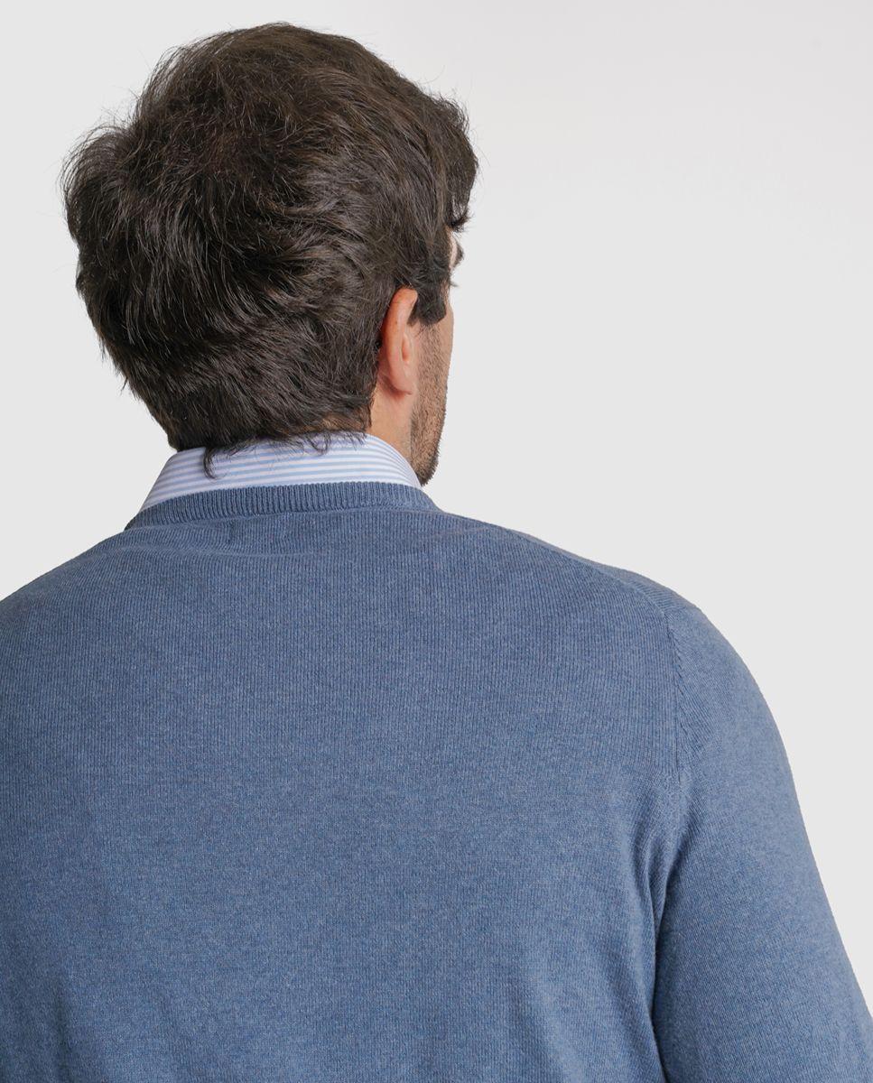 Pullover caxemira regular fit azul liso Azul-2
