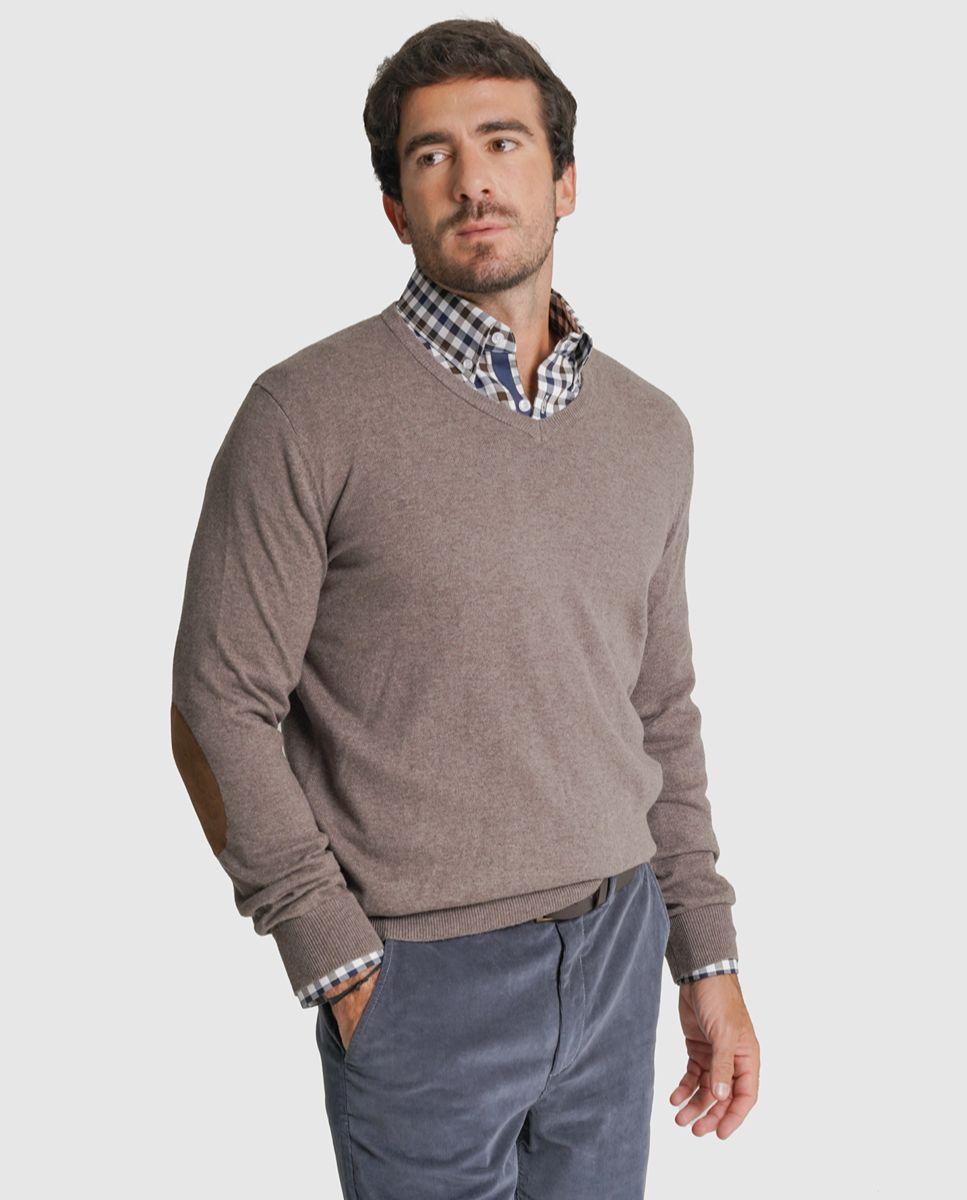 Imagem 0 de Pullover caxemira regular fit castanho liso