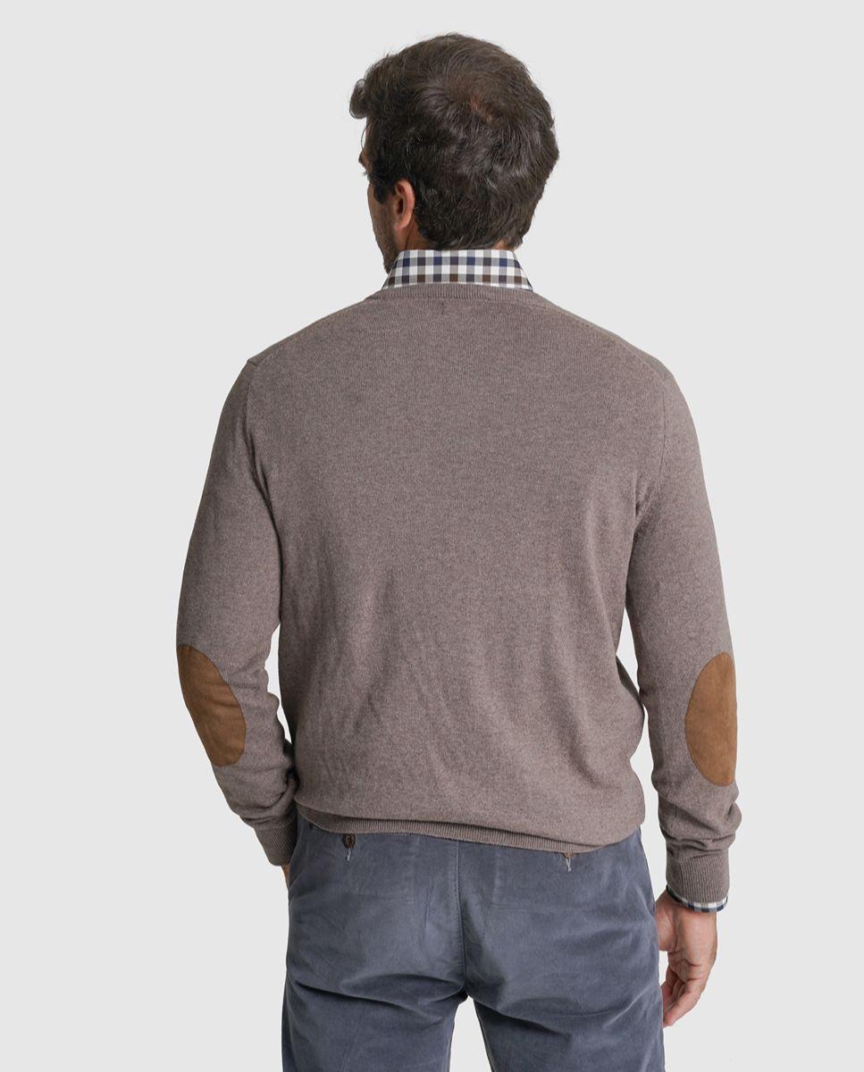 Pullover caxemira regular fit castanho liso Castanho-2