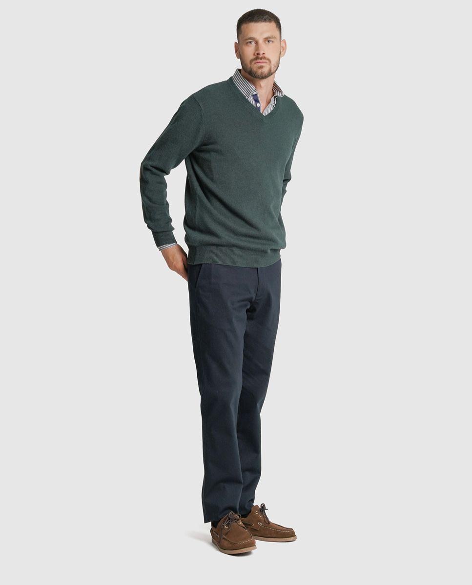 Pullover lã regular fit verde liso Verde-3