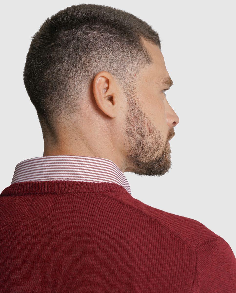 Pullover lã regular fit vermelho liso Vermelho-2