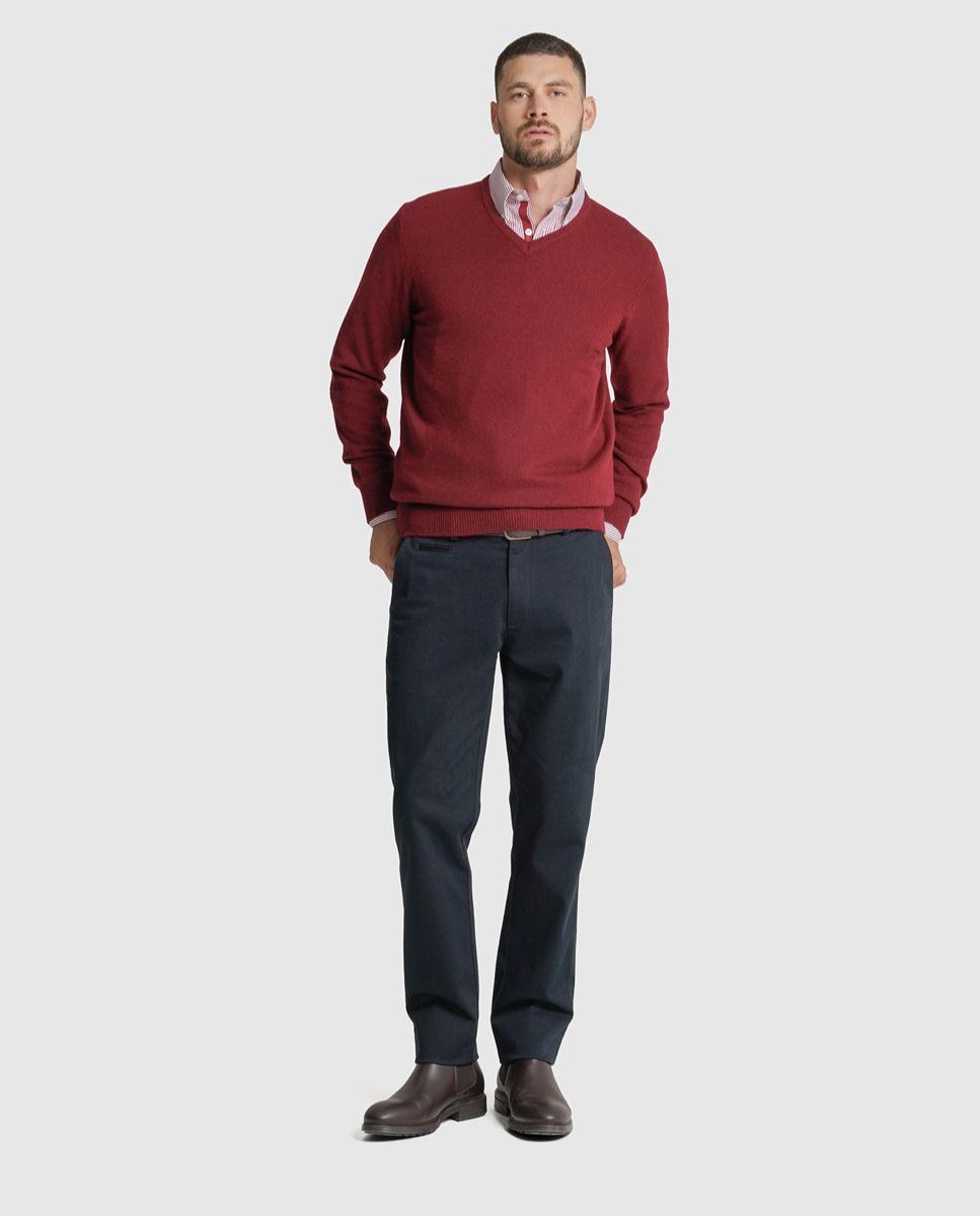 Pullover lã regular fit vermelho liso Vermelho-3