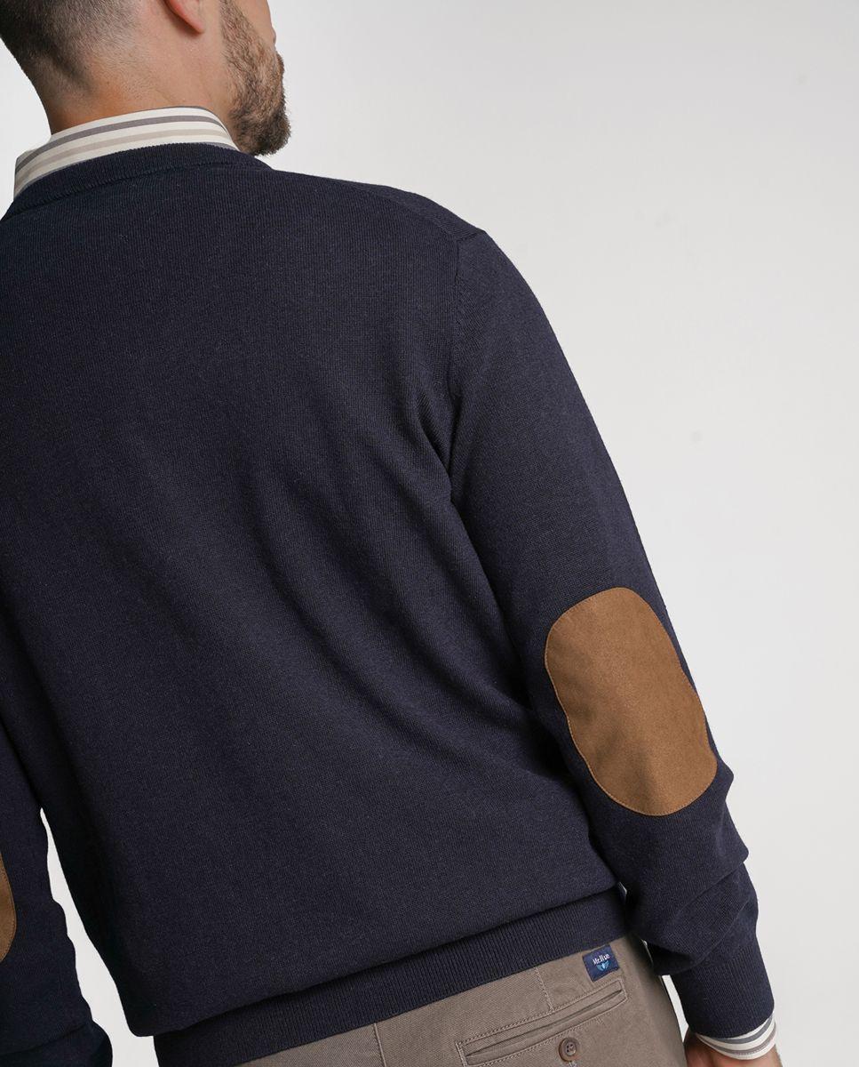 Pullover lã regular fit azul liso Azul-3