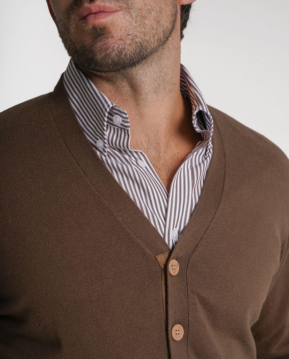 Imagem 0 de Cardigan lã regular fit castanho liso