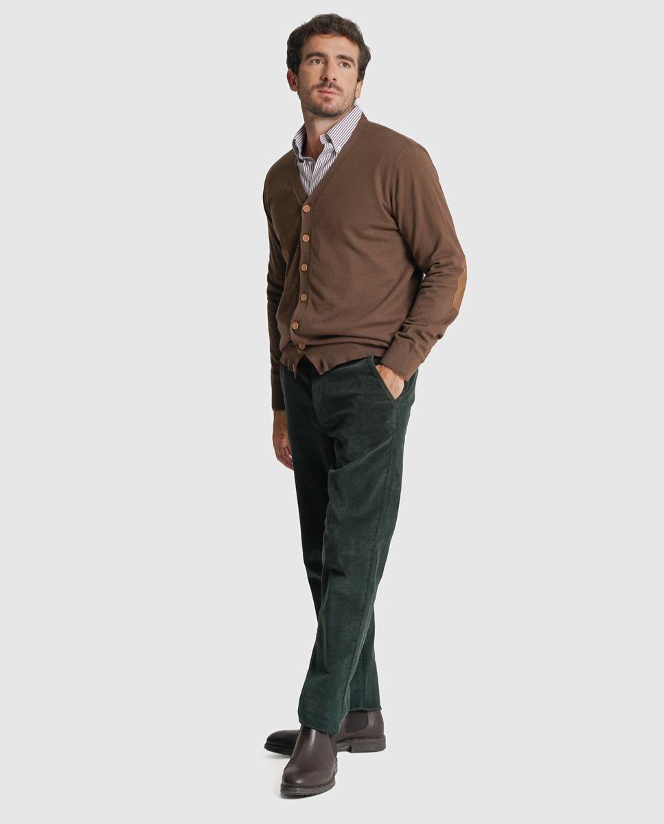 Cardigan lã regular fit castanho liso Castanho-3