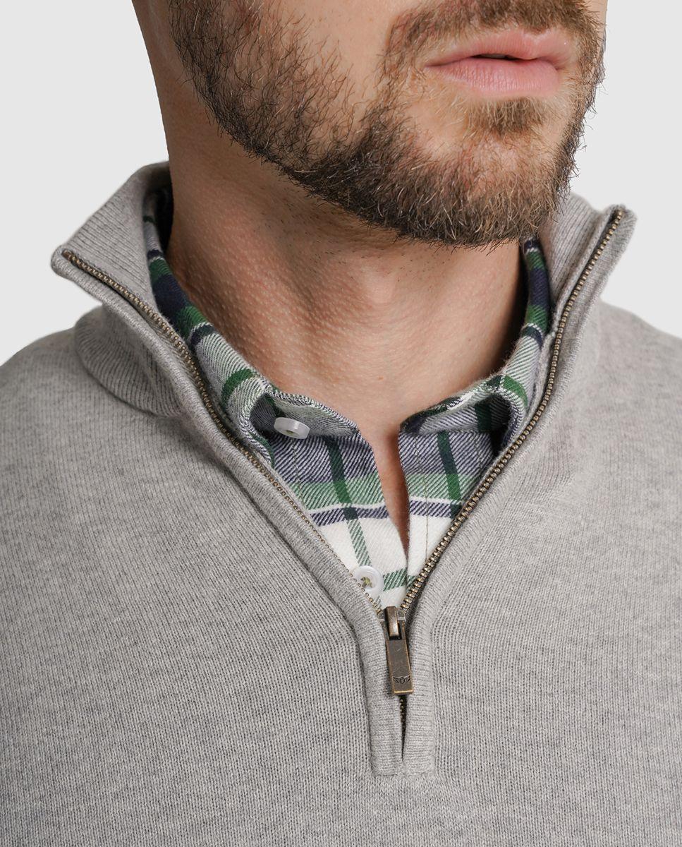 Pullover caxemira regular fit cinzento liso Cinzento-2