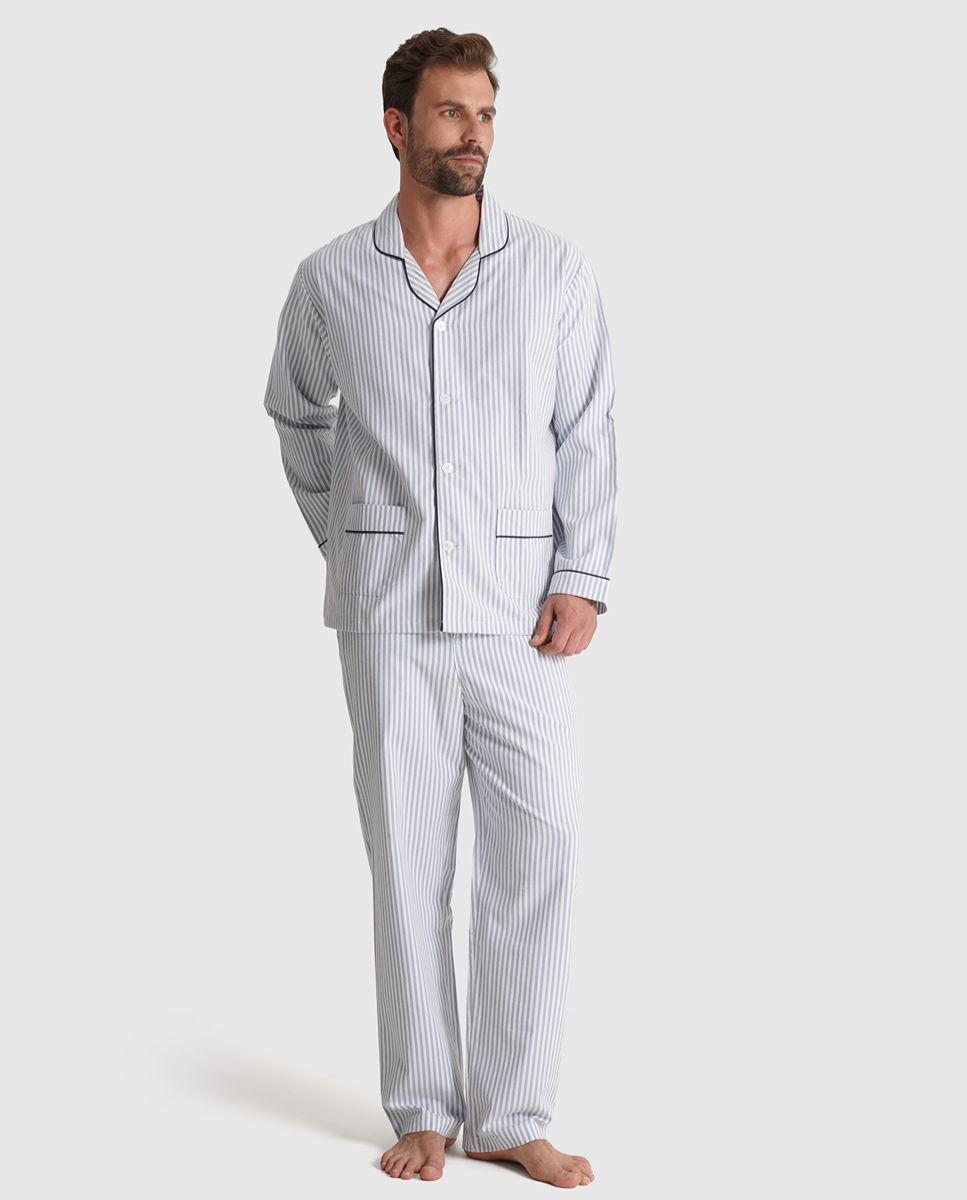 Imagem 0 de Pijama algodão classic fit azul riscas