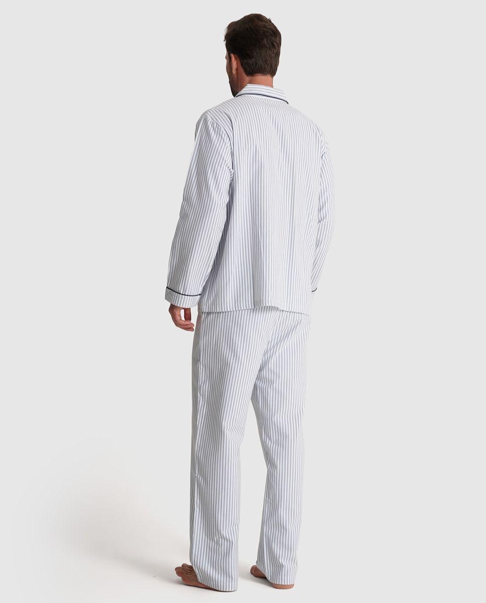 Pijama algodão classic fit azul riscas Azul-2