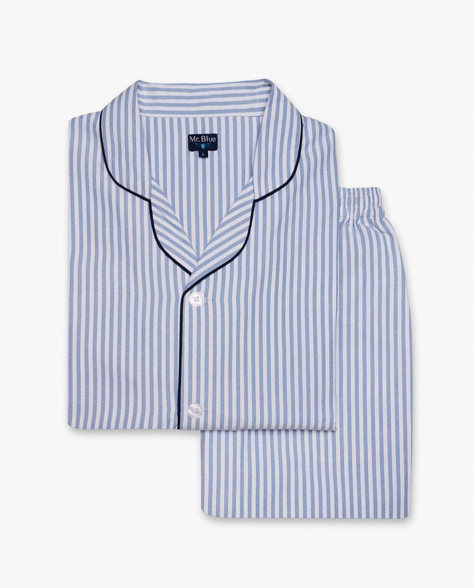 Pijama algodão classic fit azul riscas Azul-5