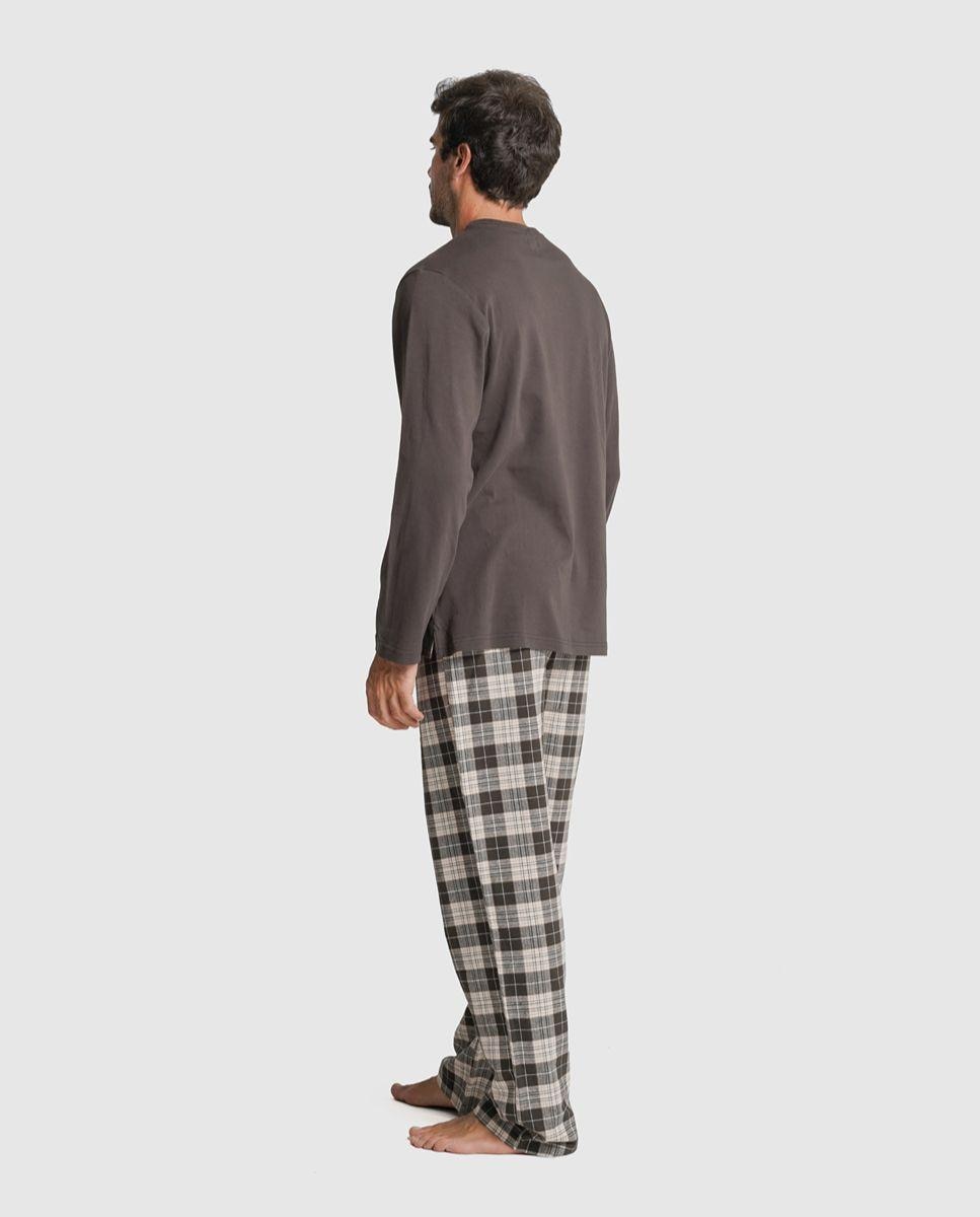Pijama algodão regular fit cinzento quadrado Cinzento-3