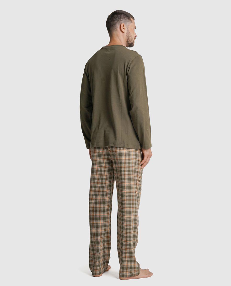 Pijama algodão regular fit verde quadrado Verde-3